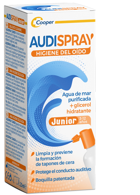 De 3 a 12 años, spray para niños: contiene glicerol, que respeta la fragilidad de los oídos de los niños. Utilizar para prevenir la formación del tapón de cerumen.